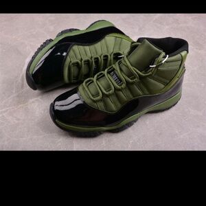 Jordan Green and Black High-Top Athletic Shoes